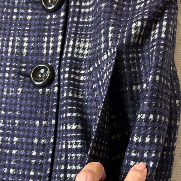 Sterling wear of Boston Elegant Navy Checkered Women's Wool coat. Medium. - Picture 8 of 15